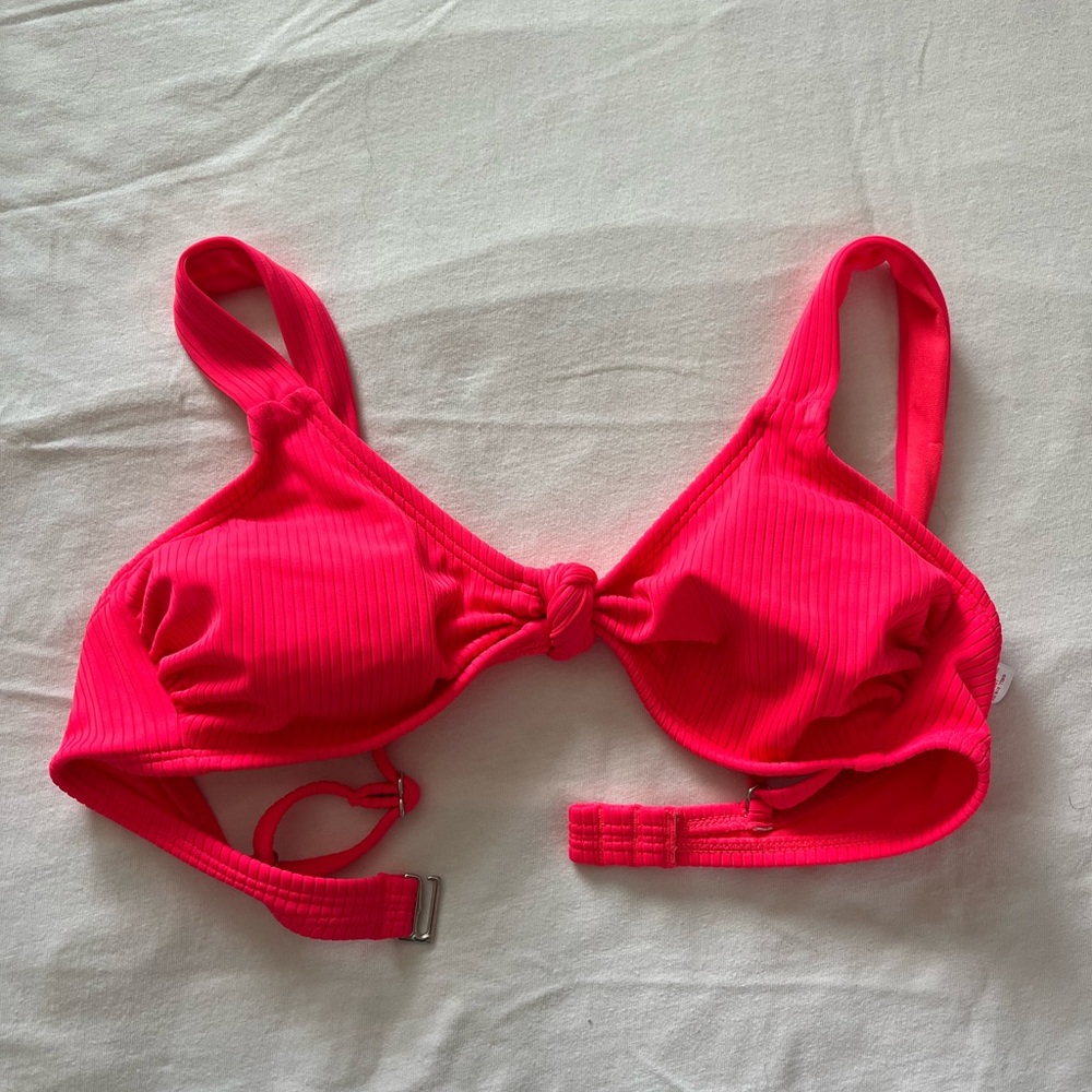 Bright/Hot Pink Women's Ribbed Bikini Top